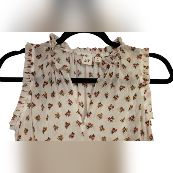 CLOSET CLEAROUT Gap Floral Babydoll Tank Top with Ruffle Edge, Size Extra Small - Picture 3 of 7